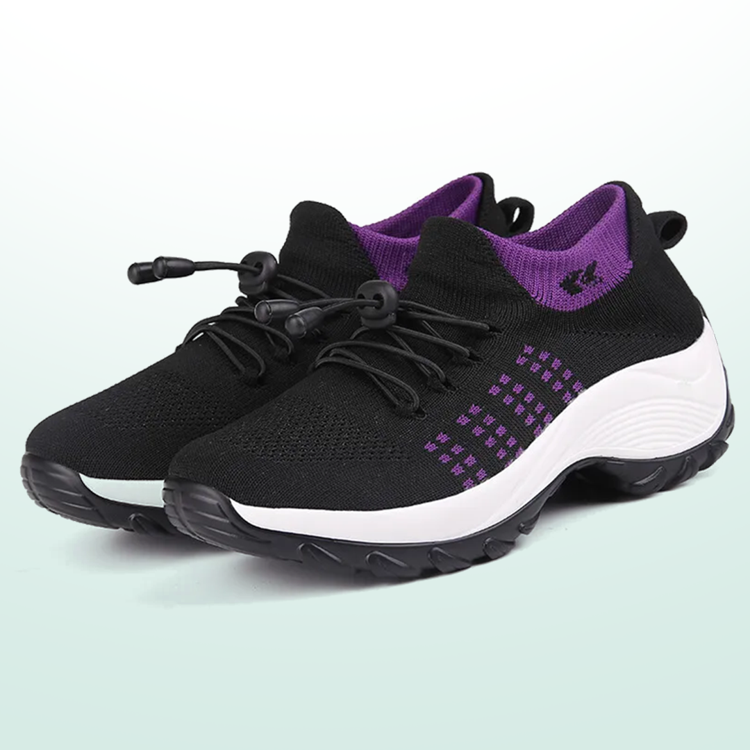Tejido De Punto Para Zapatillas Ortopédicas Ambulo - Morado Negro