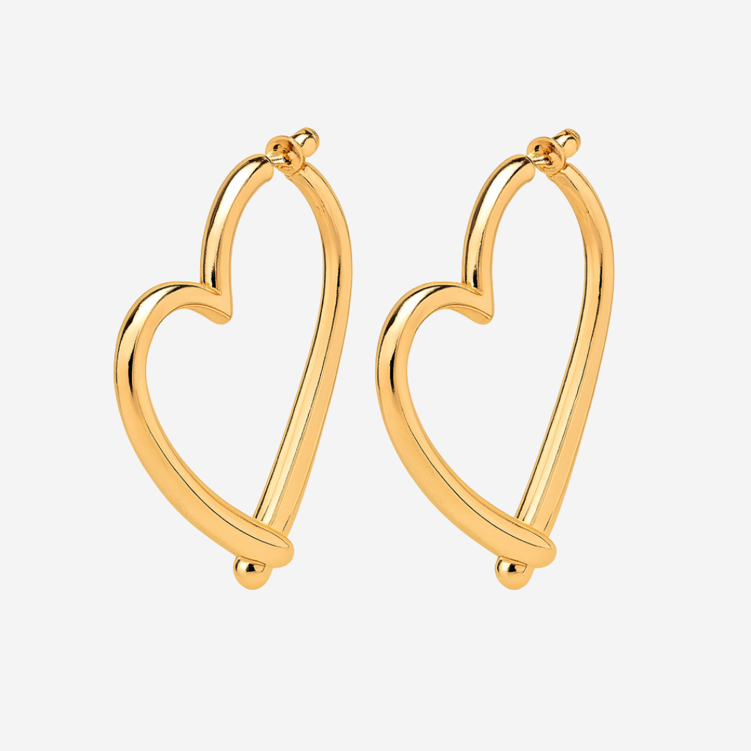 Anneliese™ – Pendientes de aro elegantes con forma de corazón en tono dorado para cada ocasión