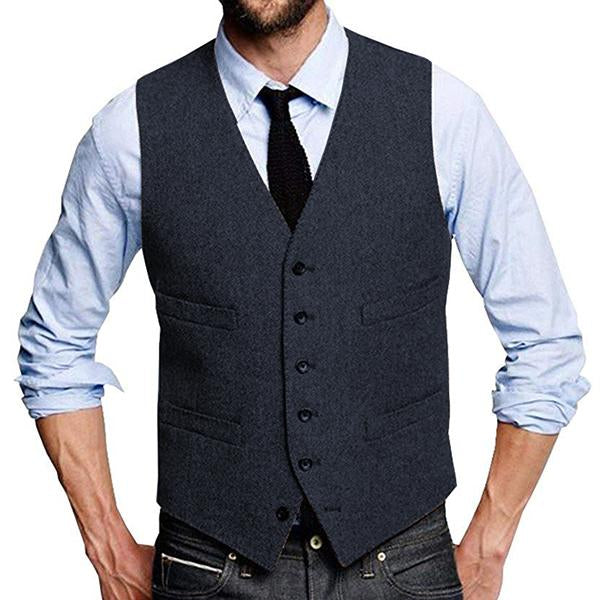 Mens Vintage Single Breasted Suit Vest 09712922M Dark Blue / S Vests