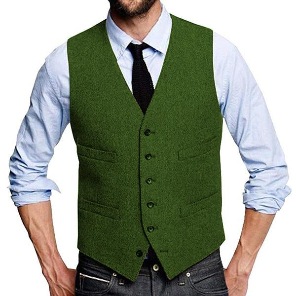 Mens Vintage Single Breasted Suit Vest 09712922M Green / S Vests
