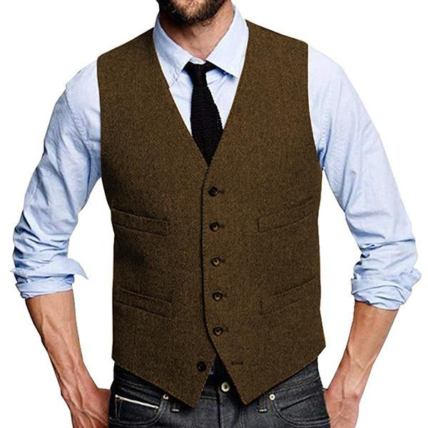 Mens Vintage Single Breasted Suit Vest 09712922M Coffee / S Vests