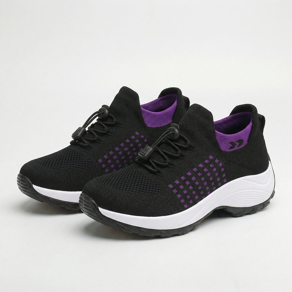 Tejido De Punto Para Zapatillas Ortopédicas Ambulo - Morado Negro