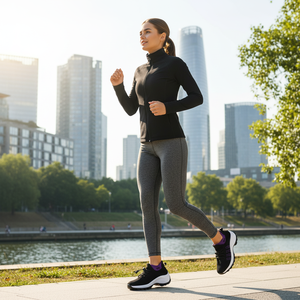 Tejido De Punto Para Zapatillas Ortopédicas Ambulo - Morado Negro