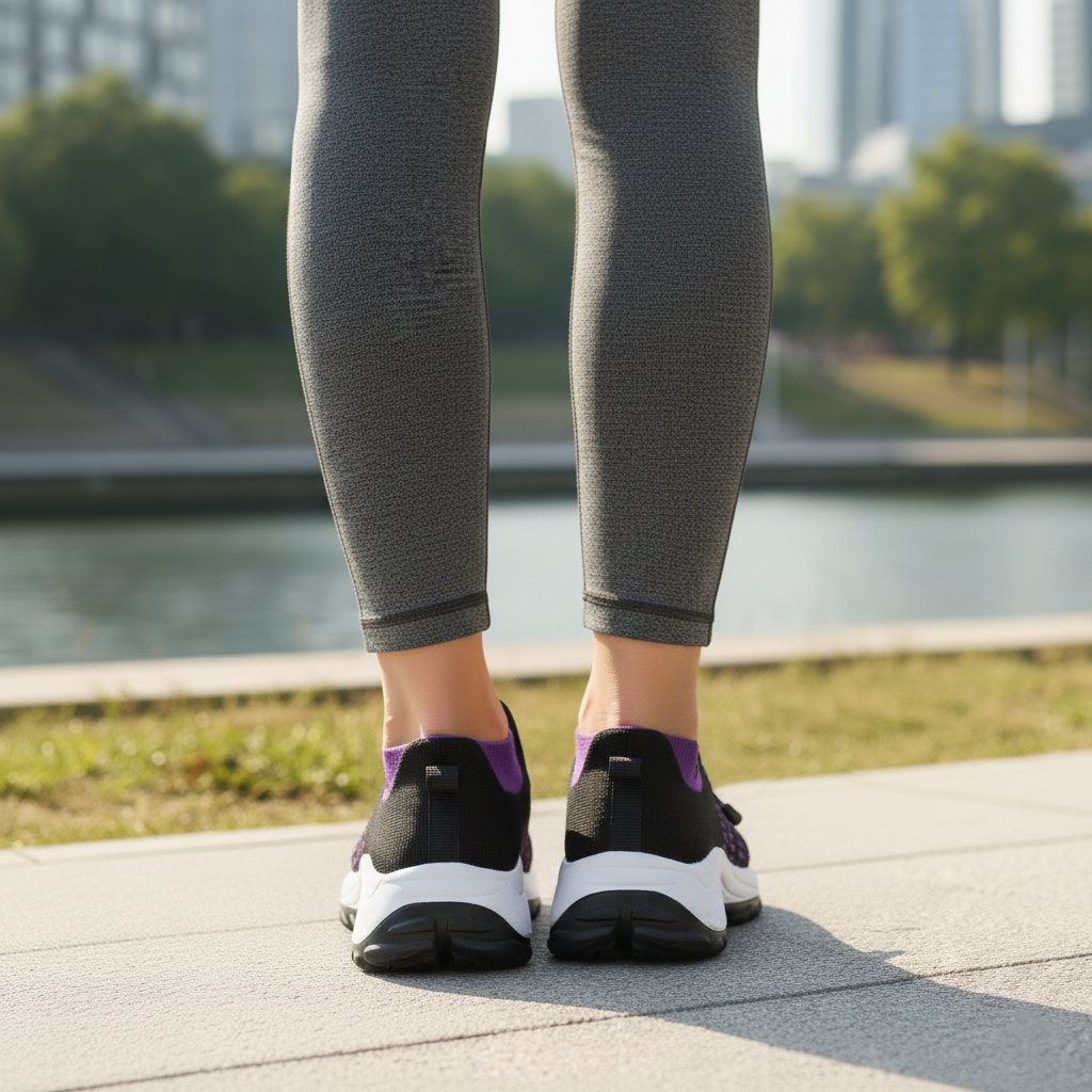 Tejido De Punto Para Zapatillas Ortopédicas Ambulo - Morado Negro