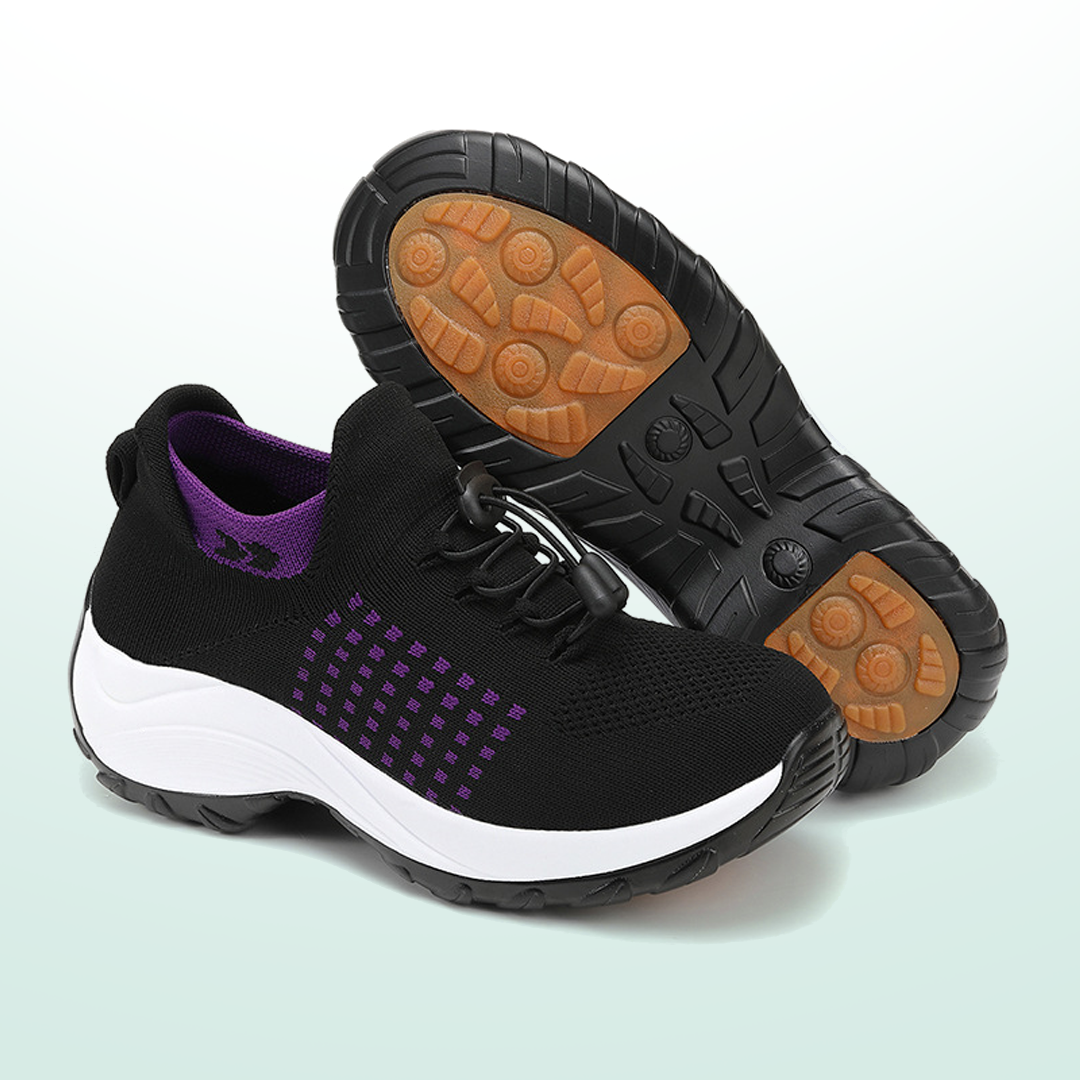 Tejido De Punto Para Zapatillas Ortopédicas Ambulo - Morado Negro