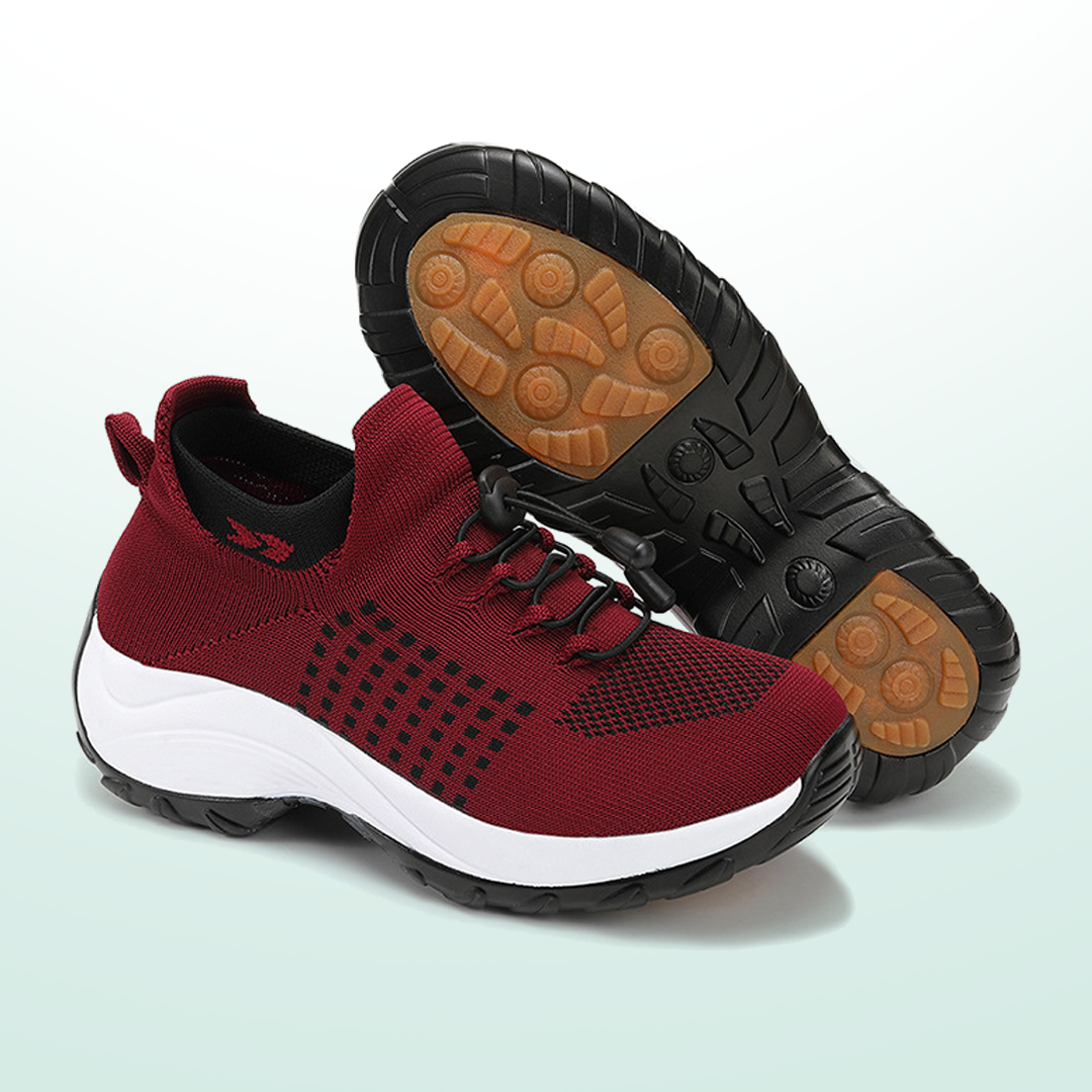 Zapatillas Ortopédicas Ambulo Tejido De Punto - Negro Rojo