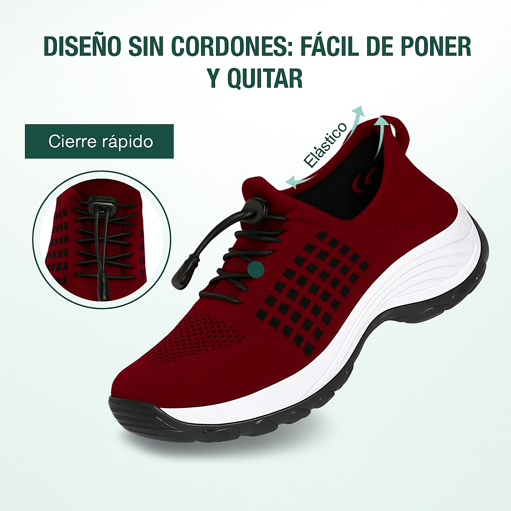 Zapatillas Ortopédicas Ambulo Tejido De Punto - Negro Rojo