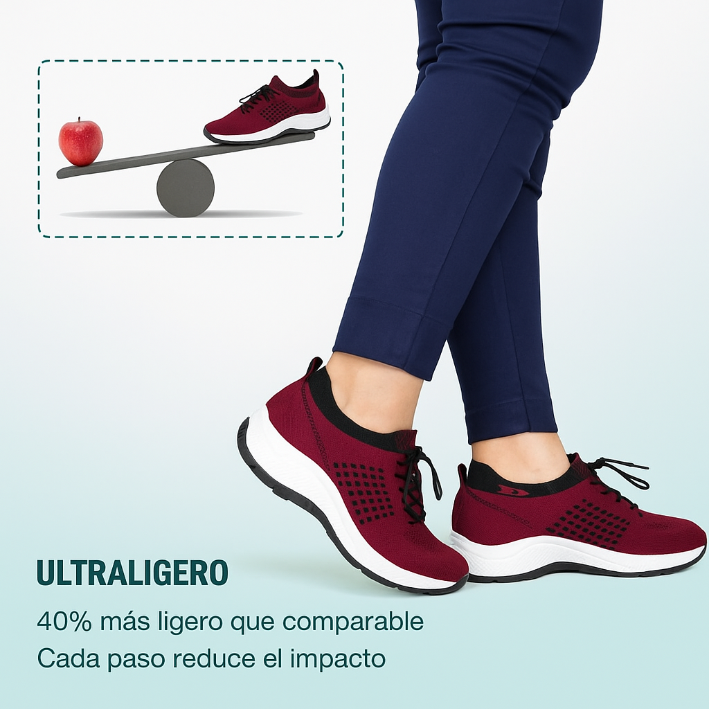 Zapatillas Ortopédicas Ambulo Tejido De Punto - Negro Rojo