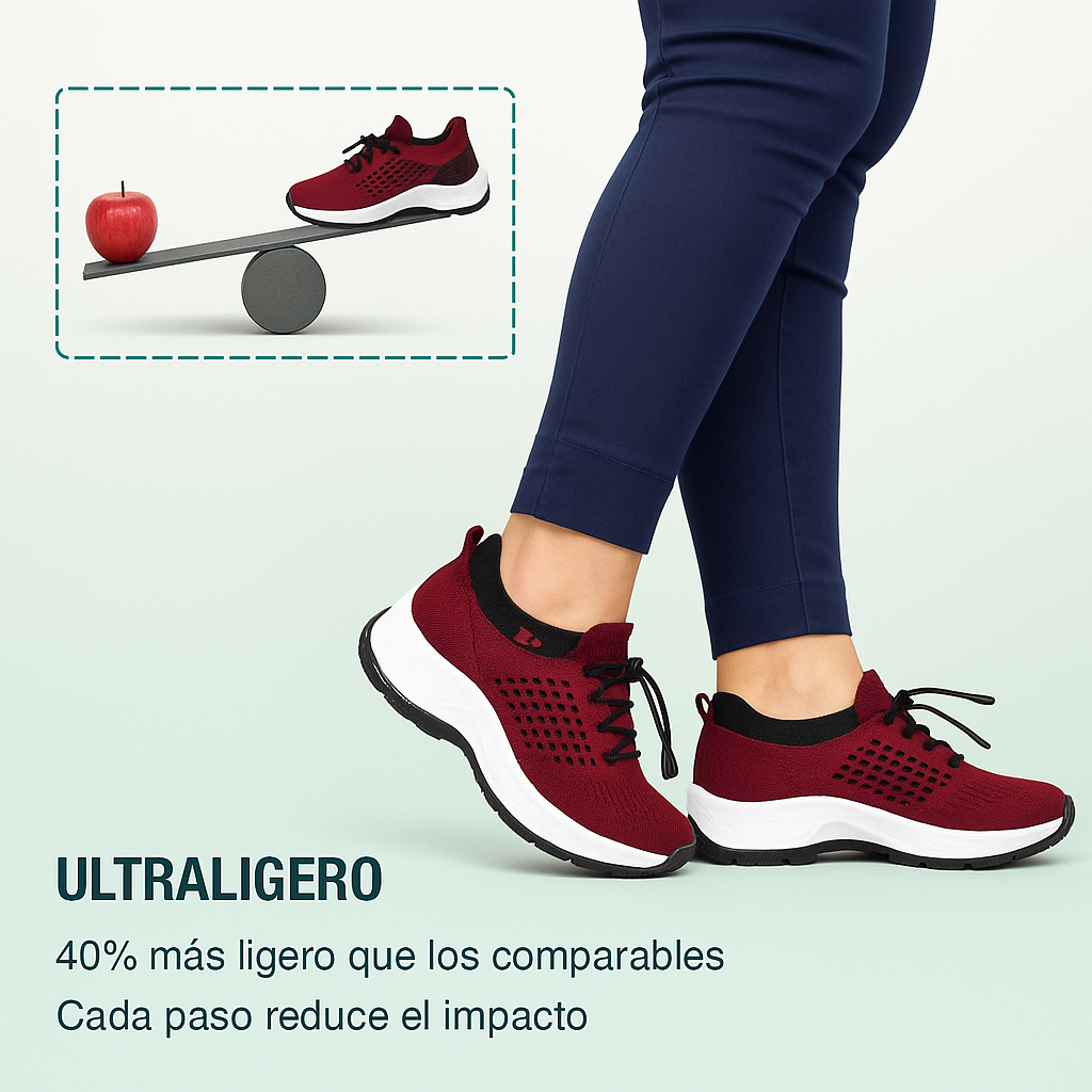 Zapatillas Ortopédicas Ambulo Tejido De Punto - Negro Rojo