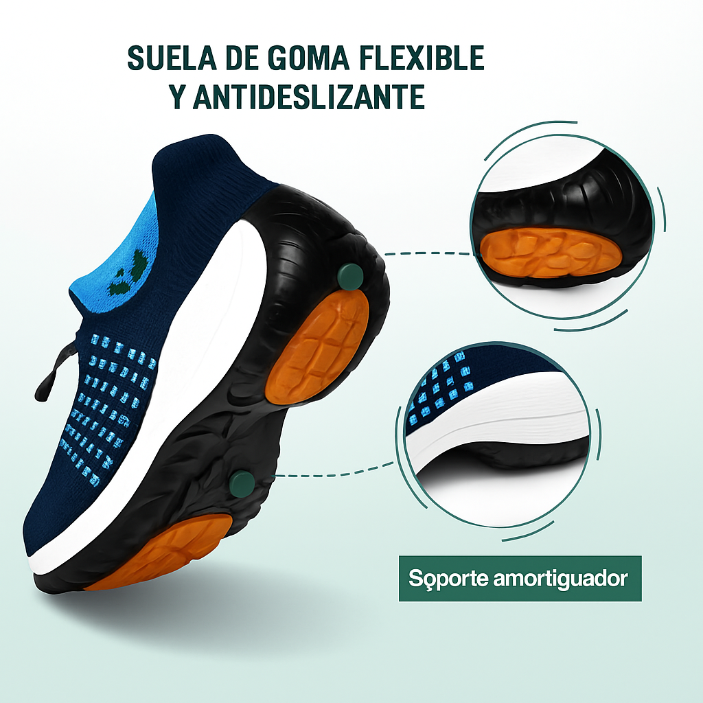 Zapatos Ortopédicos Ambulo Tejido De Punto - Azul Azul Marino